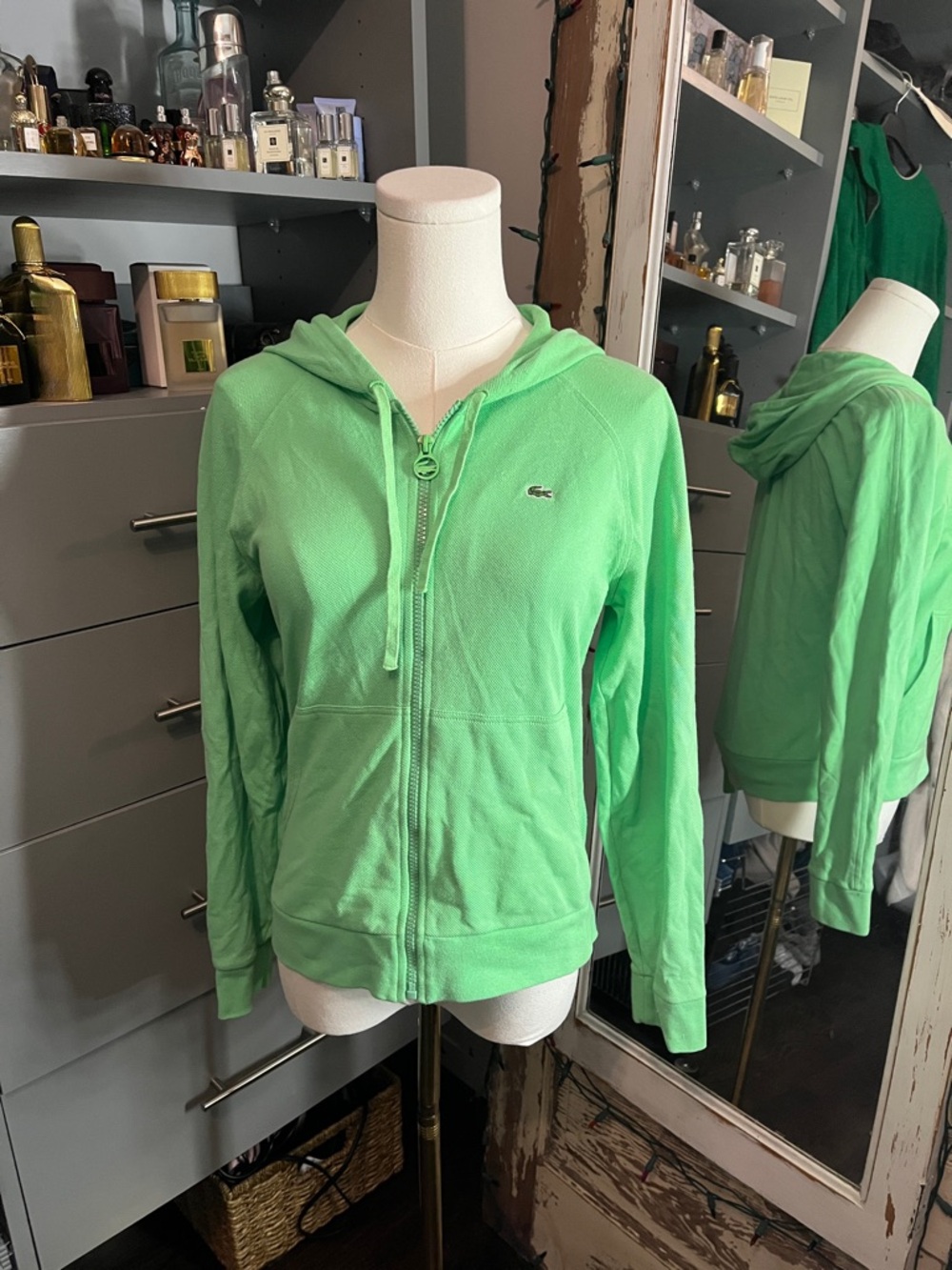 Lacoste Mint Green Zip Hoodie with Hood